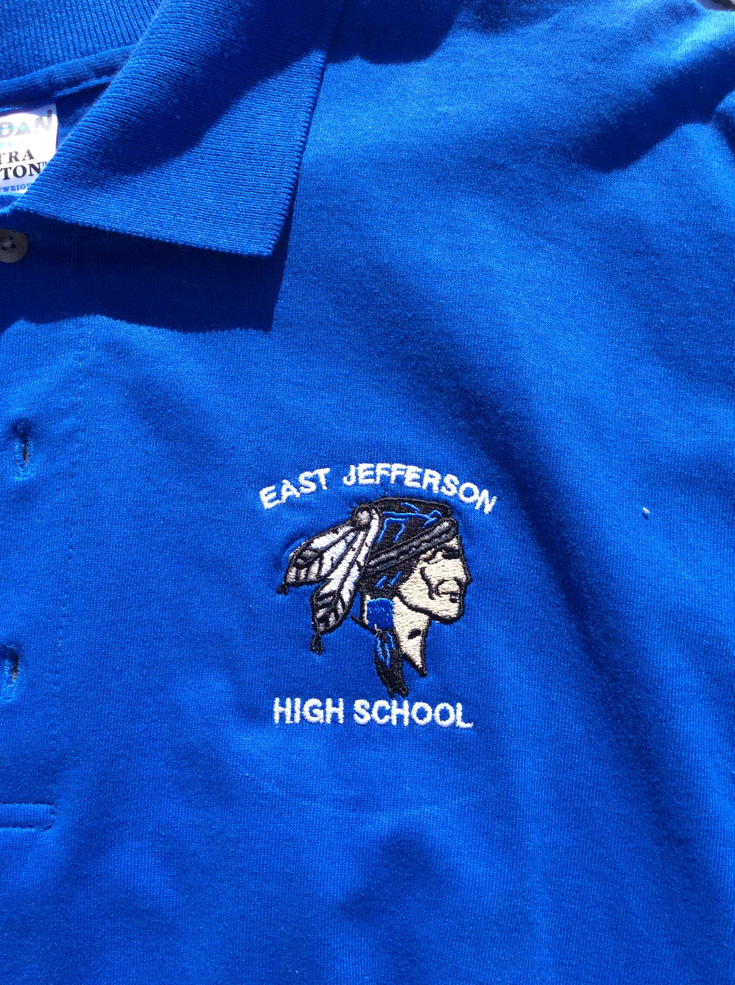 East Jefferson High Polo Adult Blue Gildan